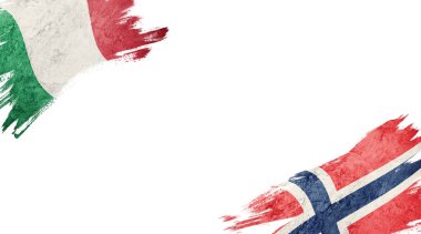 Beyaz Arkaplanda İtalya ve Norveç Bayrakları